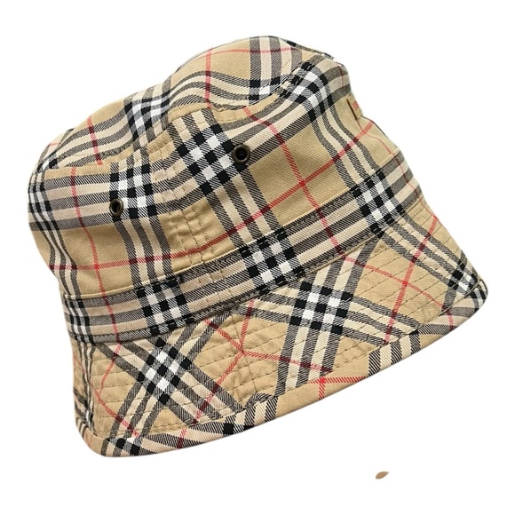 Burberry Hat Womens Small 22" Reversible Bucket Nova Check Plaid Y2K With Logo - Picture 6 of 10